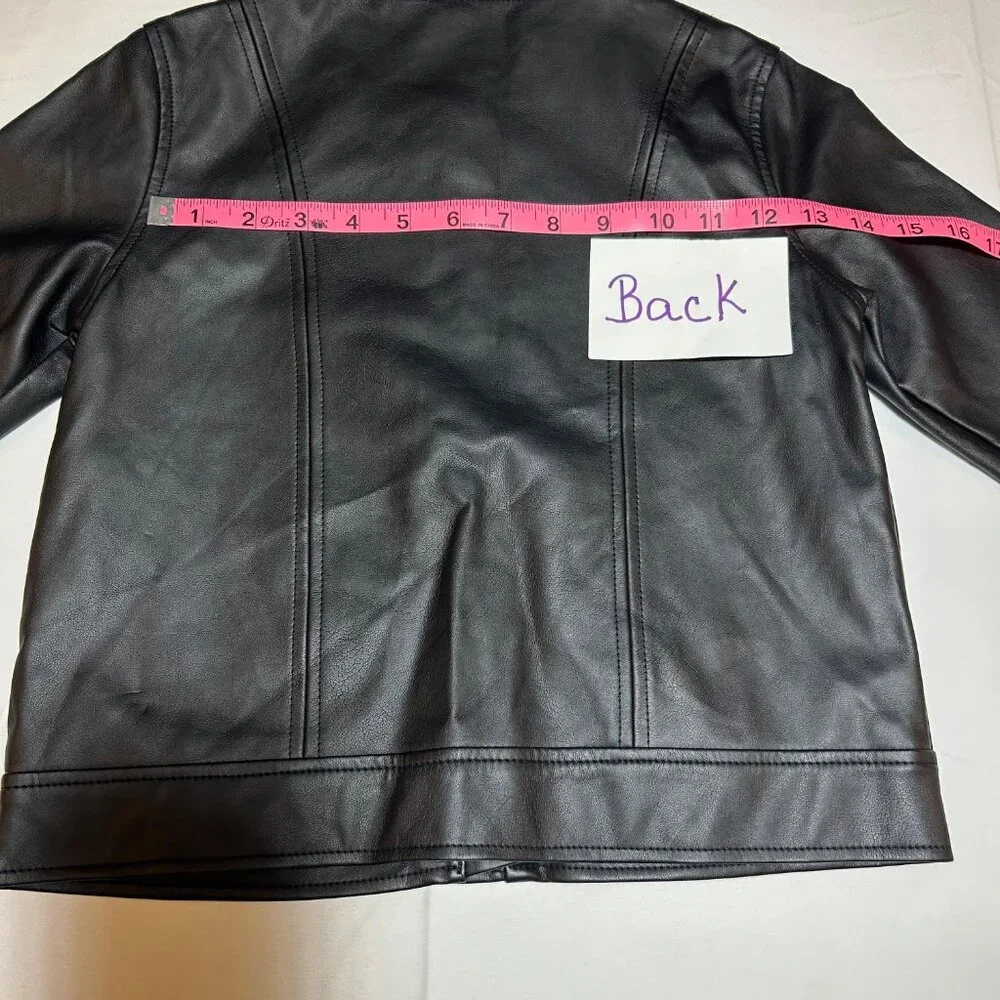Gymbore Girls Medium 7/8 Black City Kitty Faux Leather Jacket